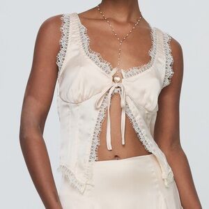 Princess Polly Cream Lace-Trimmed Top - Mavie Set